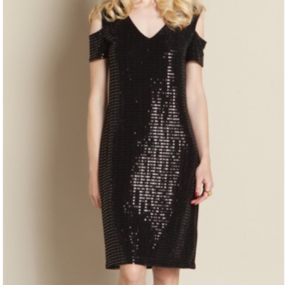 NWOT Gorgeous Shimmer Open Shoulder Dress